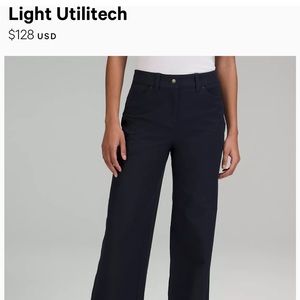 City Sleek 5 Pocket High-Rise Wide-Leg Pant Full Length Light Utilitech NWT NAVY
